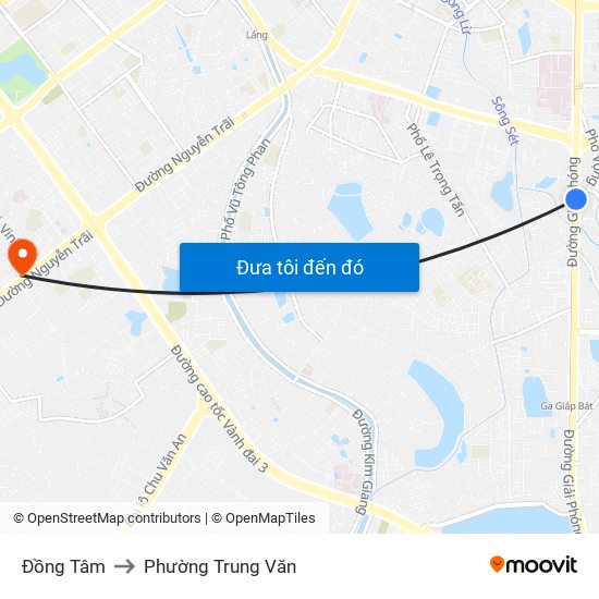 Đồng Tâm to Phường Trung Văn map