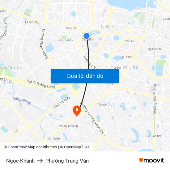 Ngọc Khánh to Phường Trung Văn map