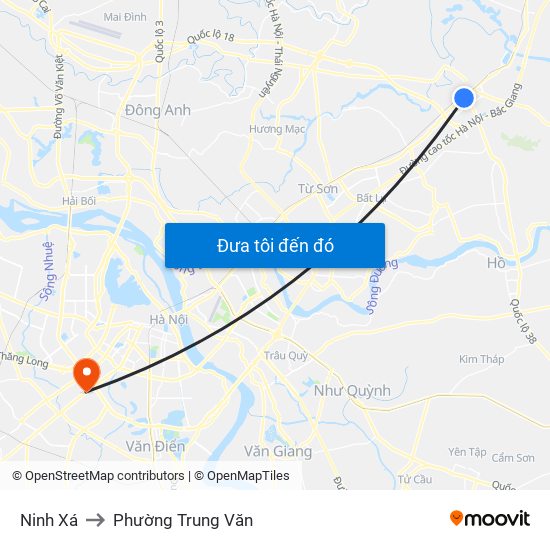 Ninh Xá to Phường Trung Văn map