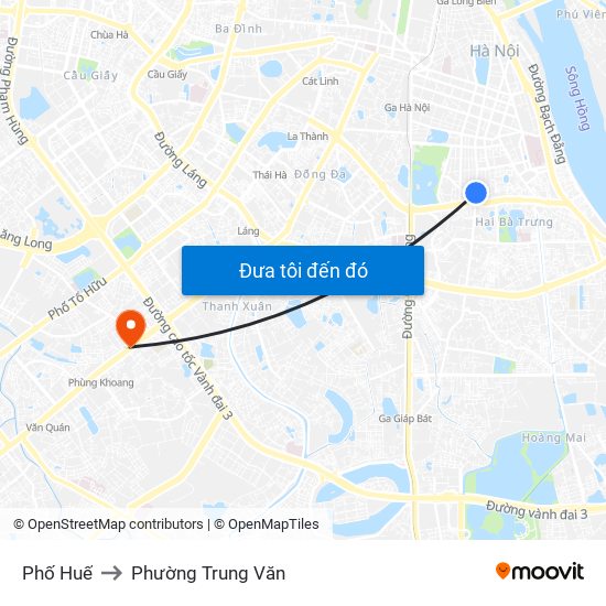 Phố Huế to Phường Trung Văn map
