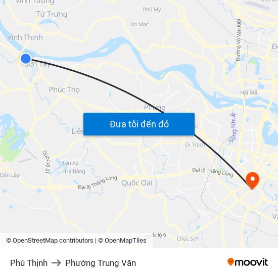Phú Thịnh to Phường Trung Văn map