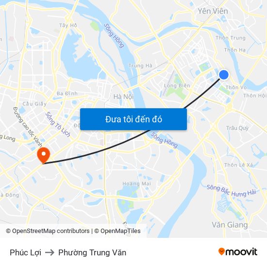 Phúc Lợi to Phường Trung Văn map