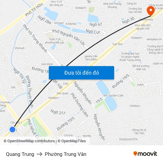 Quang Trung to Phường Trung Văn map