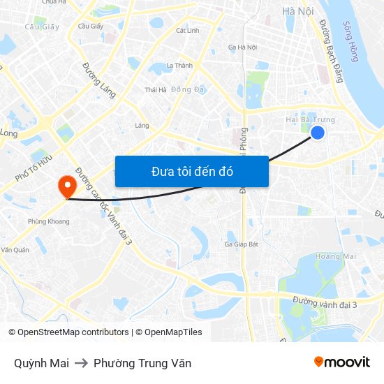 Quỳnh Mai to Phường Trung Văn map