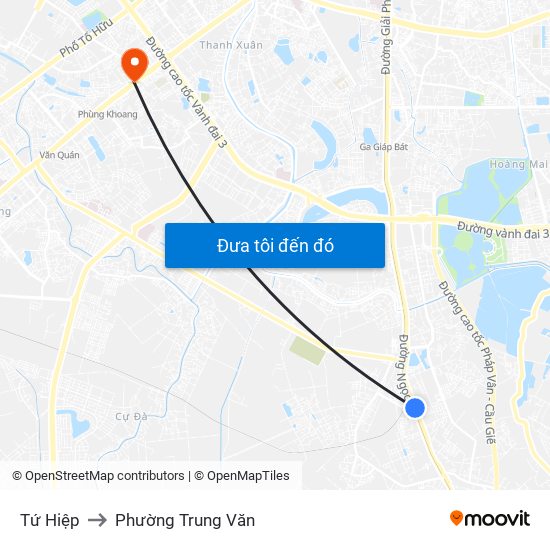 Tứ Hiệp to Phường Trung Văn map