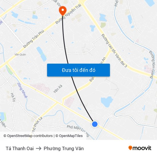 Tả Thanh Oai to Phường Trung Văn map