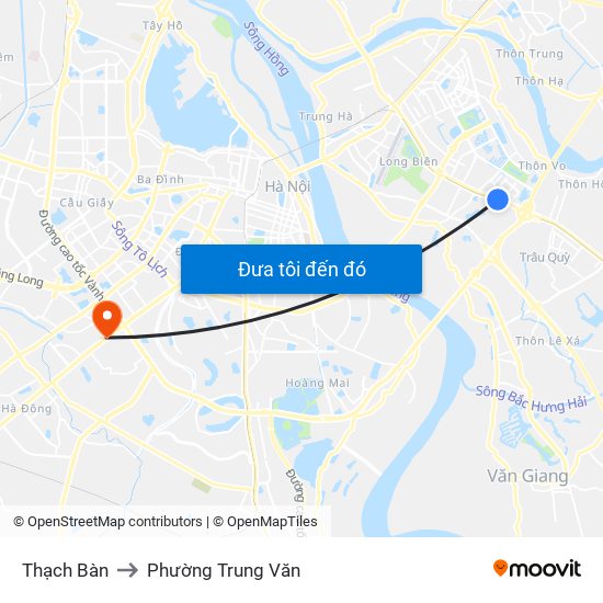 Thạch Bàn to Phường Trung Văn map
