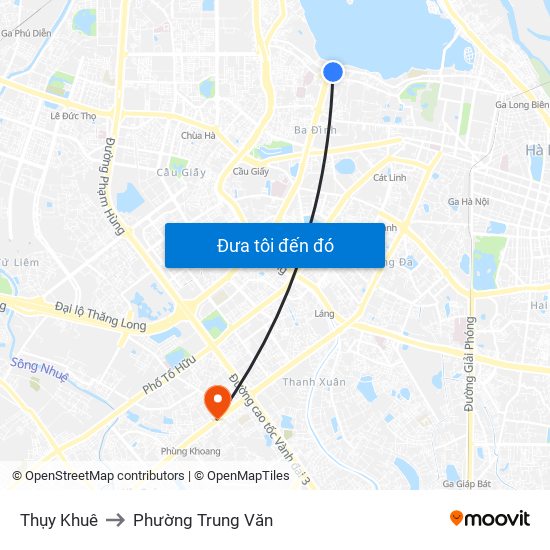 Thụy Khuê to Phường Trung Văn map