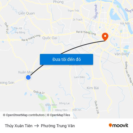 Thủy Xuân Tiên to Phường Trung Văn map