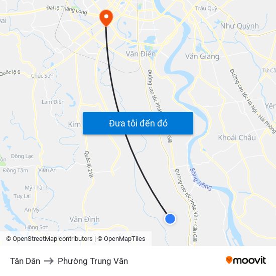 Tân Dân to Phường Trung Văn map