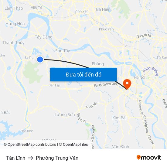 Tản Lĩnh to Phường Trung Văn map