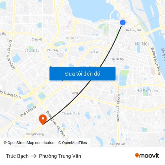 Trúc Bạch to Phường Trung Văn map
