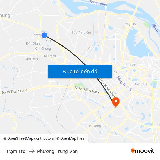Trạm Trôi to Phường Trung Văn map
