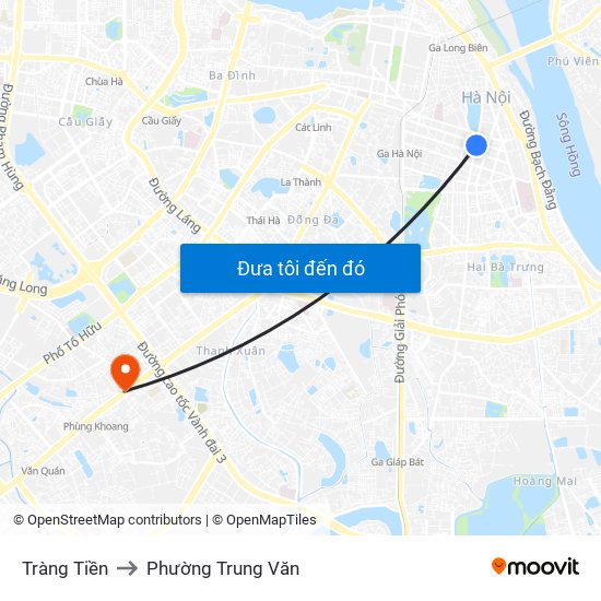 Tràng Tiền to Phường Trung Văn map