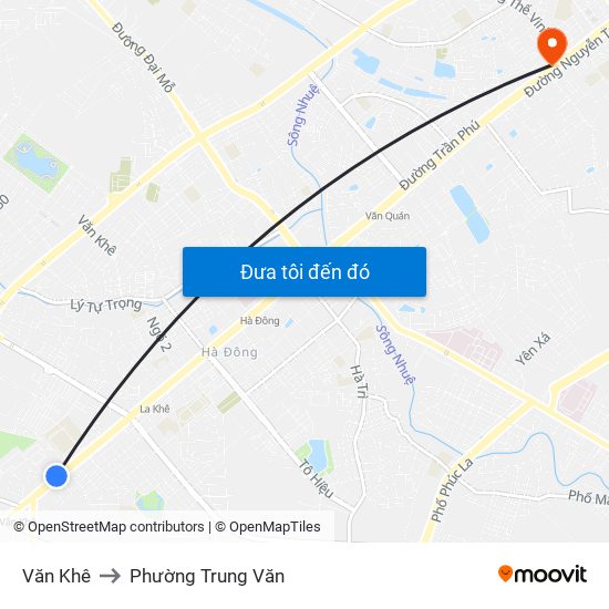 Văn Khê to Phường Trung Văn map