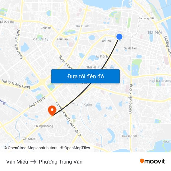 Văn Miếu to Phường Trung Văn map