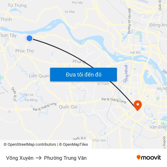 Võng Xuyên to Phường Trung Văn map