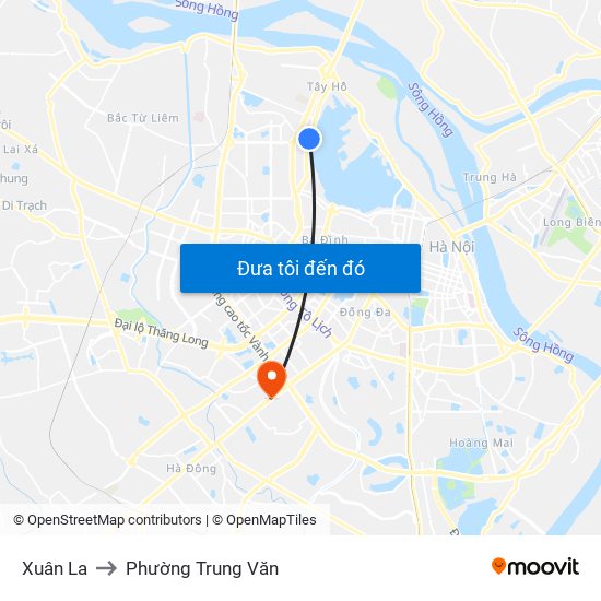 Xuân La to Phường Trung Văn map