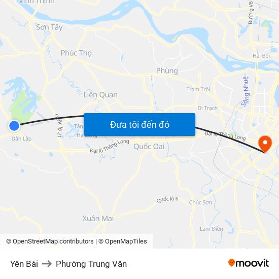 Yên Bài to Phường Trung Văn map