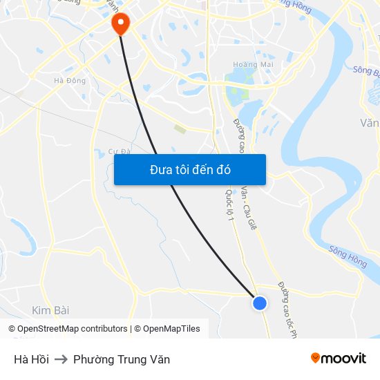 Hà Hồi to Phường Trung Văn map