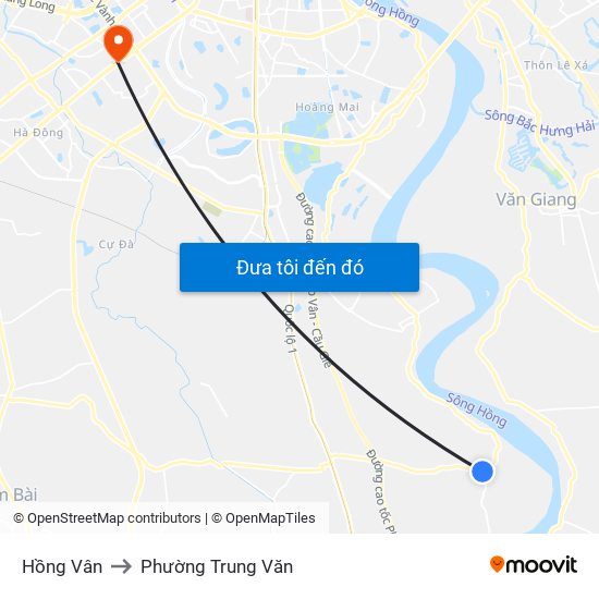 Hồng Vân to Phường Trung Văn map