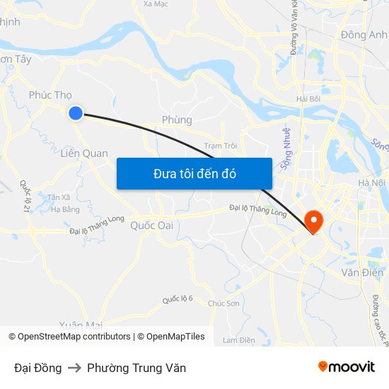Đại Đồng to Phường Trung Văn map