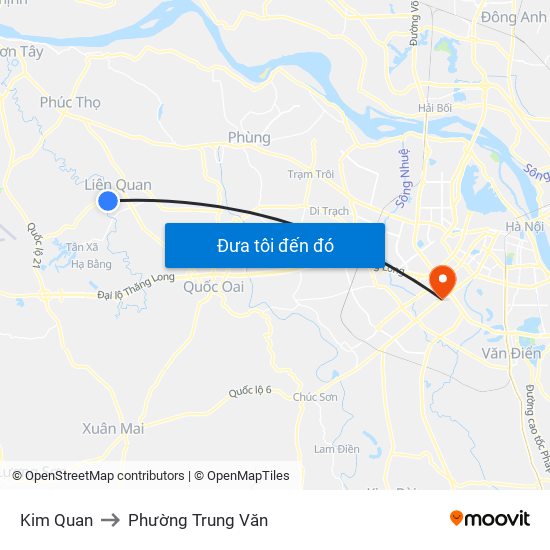 Kim Quan to Phường Trung Văn map