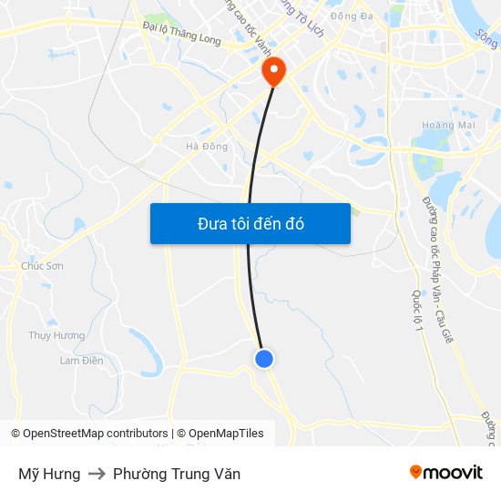 Mỹ Hưng to Phường Trung Văn map