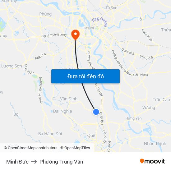 Minh Đức to Phường Trung Văn map