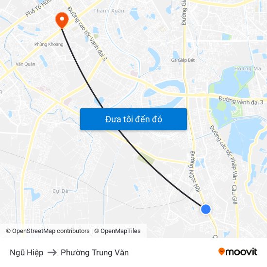 Ngũ Hiệp to Phường Trung Văn map