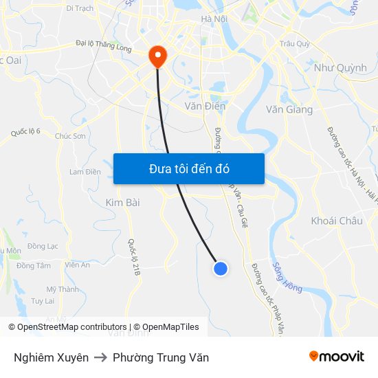Nghiêm Xuyên to Phường Trung Văn map