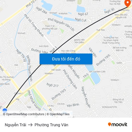 Nguyễn Trãi to Phường Trung Văn map