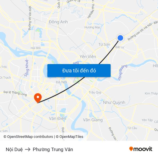 Nội Duệ to Phường Trung Văn map