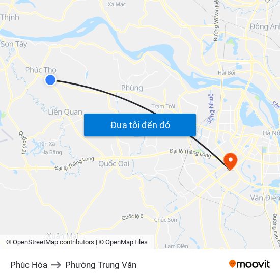 Phúc Hòa to Phường Trung Văn map