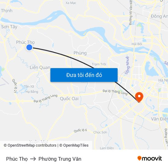 Phúc Thọ to Phường Trung Văn map