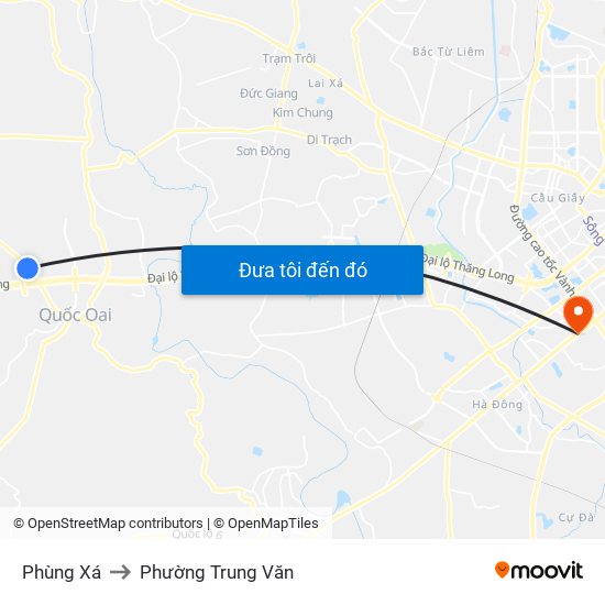 Phùng Xá to Phường Trung Văn map