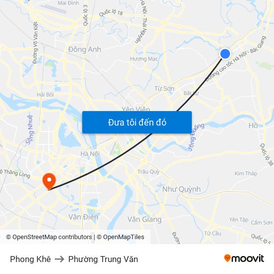 Phong Khê to Phường Trung Văn map