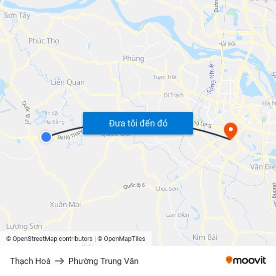 Thạch Hoà to Phường Trung Văn map