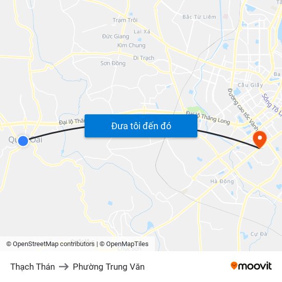 Thạch Thán to Phường Trung Văn map