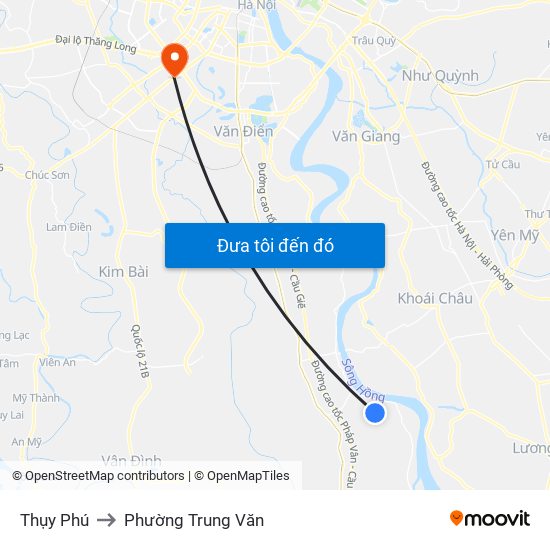 Thụy Phú to Phường Trung Văn map