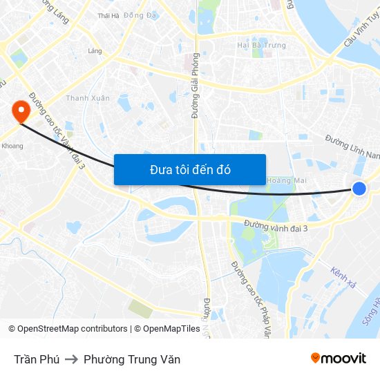 Trần Phú to Phường Trung Văn map