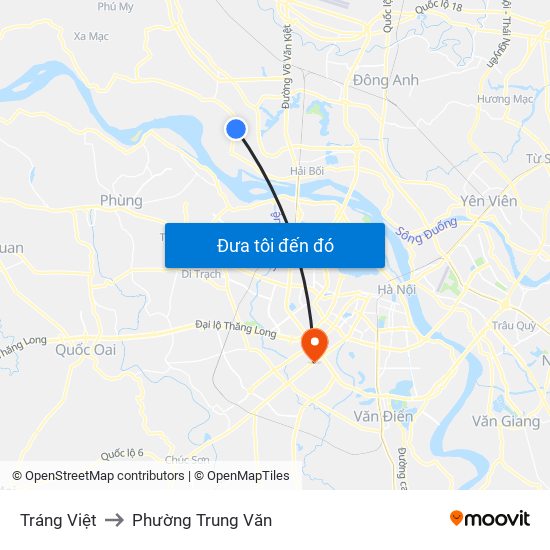 Tráng Việt to Phường Trung Văn map
