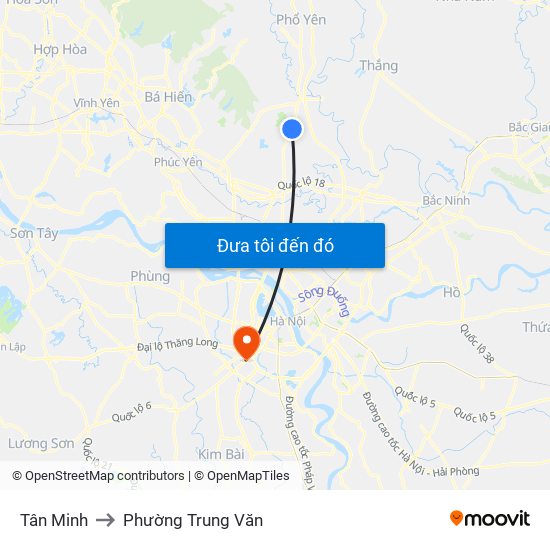 Tân Minh to Phường Trung Văn map