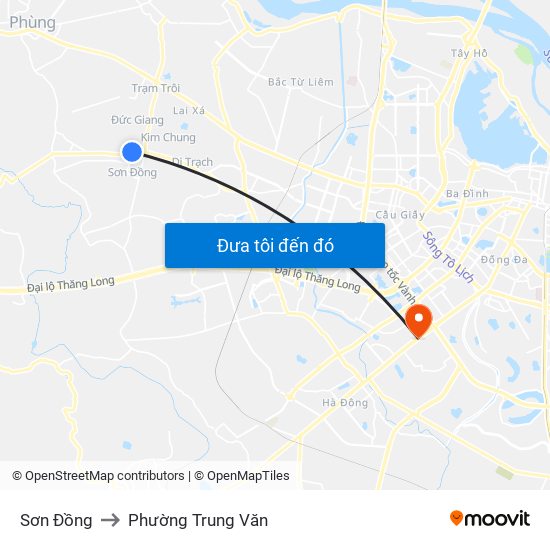 Sơn Đồng to Phường Trung Văn map