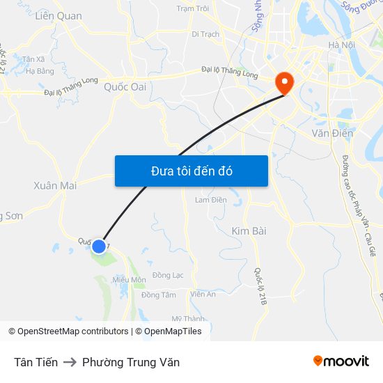 Tân Tiến to Phường Trung Văn map