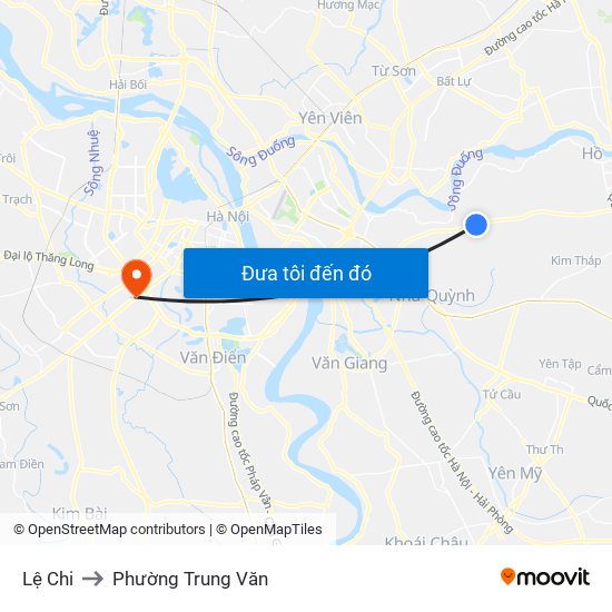 Lệ Chi to Phường Trung Văn map