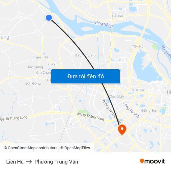 Liên Hà to Phường Trung Văn map