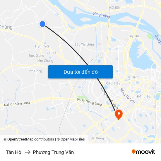 Tân Hội to Phường Trung Văn map