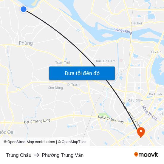 Trung Châu to Phường Trung Văn map