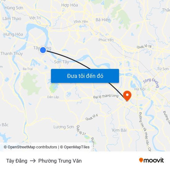 Tây Đằng to Phường Trung Văn map